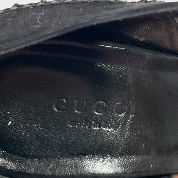 GUCCI Black SILVER PYTHON Black Suede BROGUE MARY JANE 38 1/2 - Picture 11 of 11